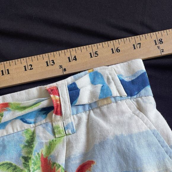 C&C‎ California Womens Shorts Size 14 Tropical Palm Leaf 100% Linen Pull-On - Picture 8 of 10